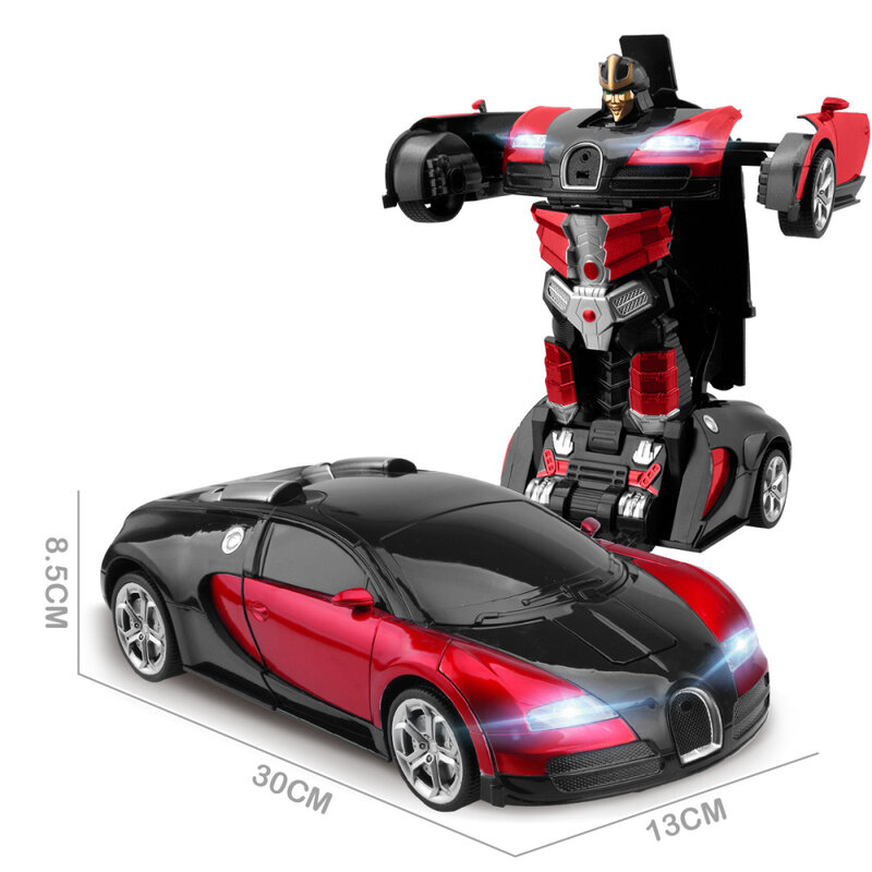 電気自動車のおもちゃの変圧器,2.4ghz誘導変換ロボットのおもちゃ,1:14スケールのledライト付き
