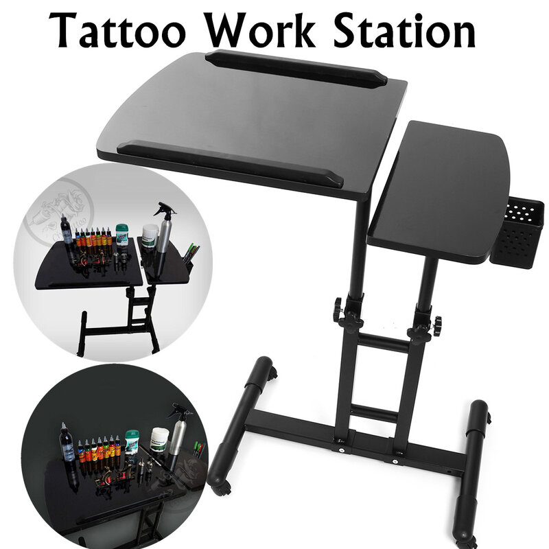 Mesa de trabalho ajustável para unhas, 65-97cm, preto, salão de beleza, tatuagem, unha, mesa de trabalho, computador, rascunho, estação de trabalho, suporte
