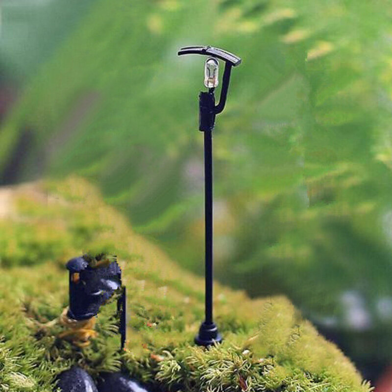 Casa de bonecas decoração em miniatura micro paisagem mini luz rua jardim ornamento planta pote resina artesanato jardin terrário