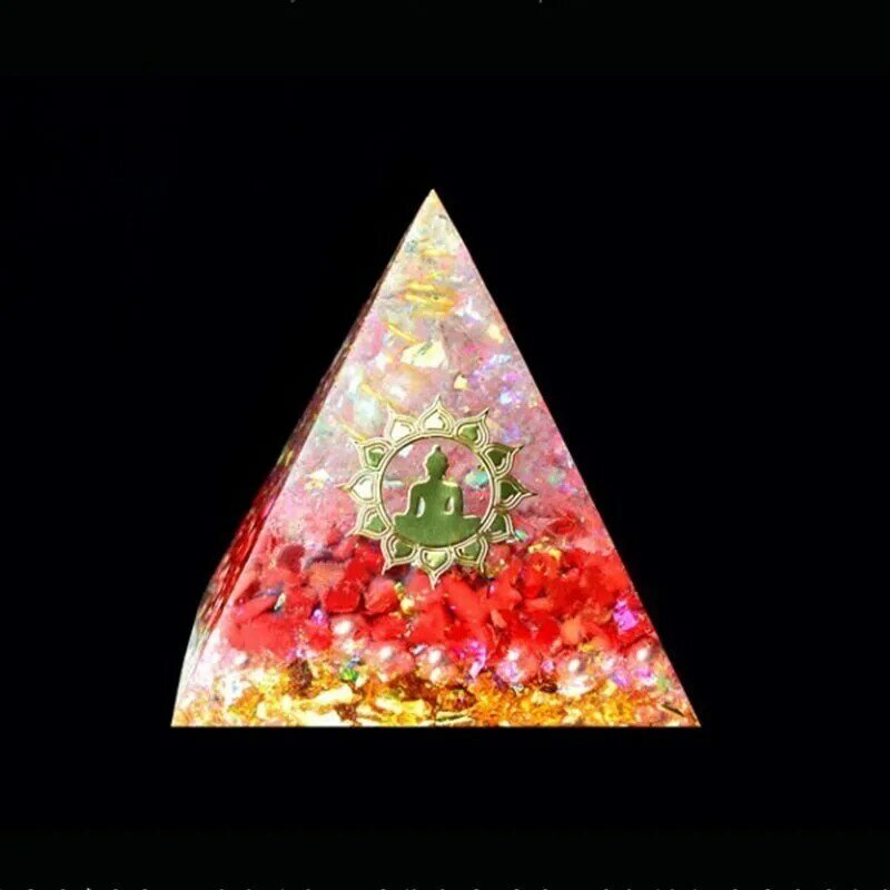 AURA REIKI Orgonite piramidy Muladhara Chakra Ariel naturalny kryształ Onyx rzemiosło żywicy gromadzić bogactwo prezenty do dekoracji domu