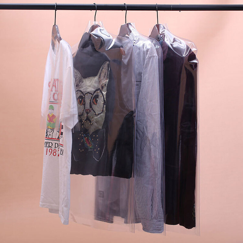 Pacote de 5 pçs limpar capas de pvc para roupas vestuário casaco jaqueta camisa terno poeira umidade prova proteção caso fc61