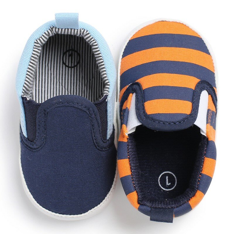 Zapatos de primavera para bebés, niñas y niños, zapatos suaves de algodón a rayas para primeros pasos para recién nacidos, Otoño, 2019