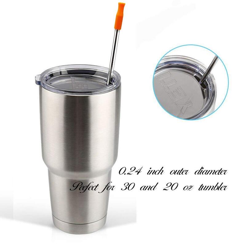 Reusable Drinking Straw High Quality 304 Stainless Steel Metal Straw with 2 Cleaner Brush and Coloured tips For Bar Party Cafe