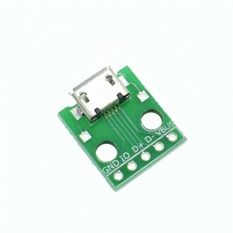 10pcs Mini Micro USB to DIP 2.54mm Adapter Connector Module Board Panel Female 5-Pin Pinboard 2.54mm Micro USB PCB Type Parts