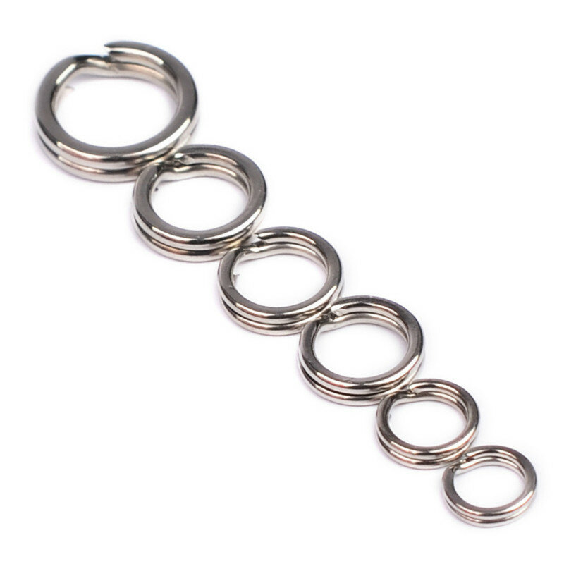 50/Bag Stainless Steel Memancing Hook Hook 3 #/ 4 #/ 5 #/ 6 #/ 7 #8 # Double Ring Membelah Alat Memancing Aksesoris Flat Cincin Konektor