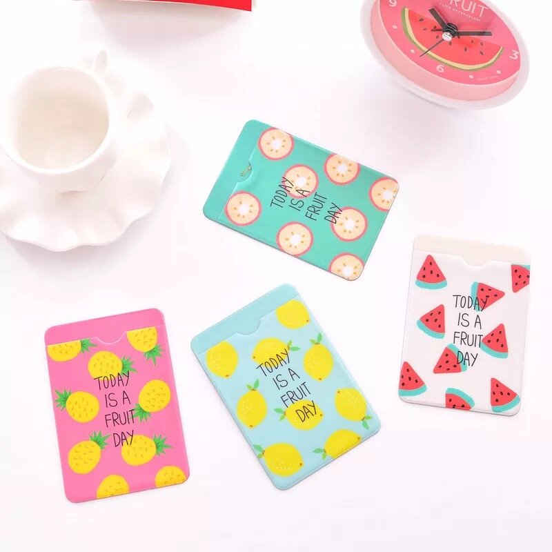 1X Verse Fruit Cactus Dieren Double-Layer Card Note Houder Bus Business Credit Cover Case Wallet