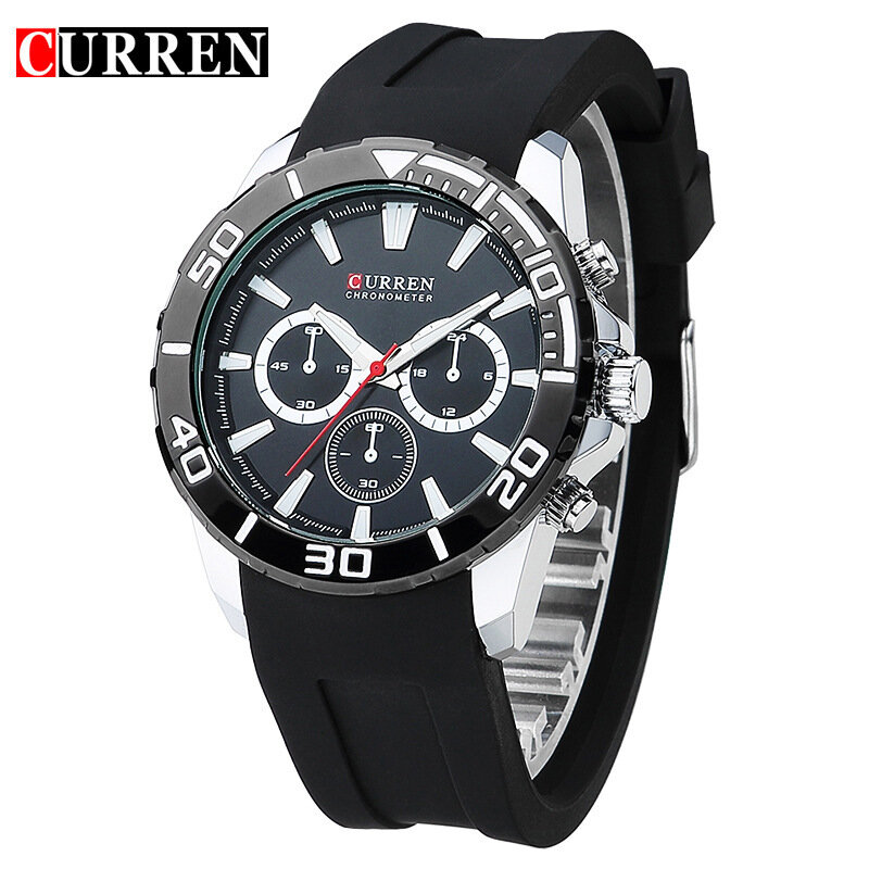 Nowa luksusowa moda mężczyźni biznes zegarek wielofunkcyjny zegarek silikonowy pasek wodoodporny zegarek kwarcowy moda męska zegarek Relogio Masculino