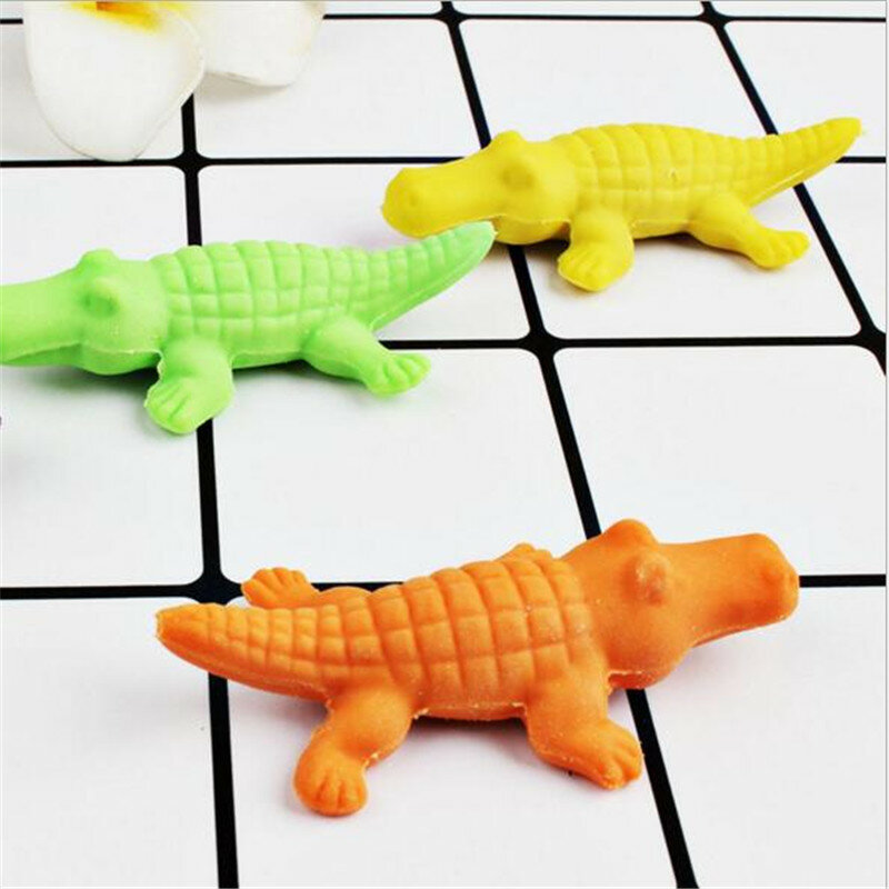 Gommes 3D en caoutchouc pour enfants étudiants, 4 pièces/lots, Animal de dessin animé mignon Crocodile modélisation, fournitures