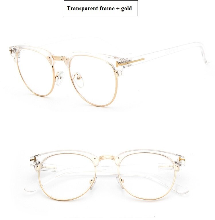 2019 nova Metade SquareClear Homens Óculos de Armação de Metal Mulheres Óculos de Armação Do Vintage Óculos óculos de Armação de óculos Óptica
