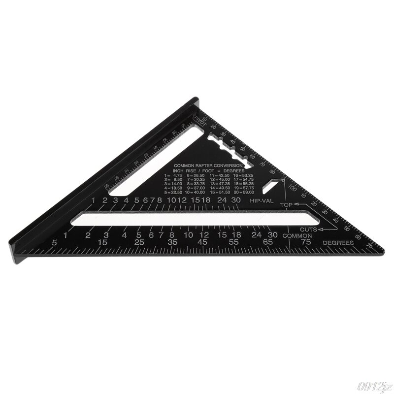 Règle de mesure triangulaire 7 pouces métrique en alliage d'aluminium vitesse carré toiture Triangle Angle rapporteur Trammel outils nouveau