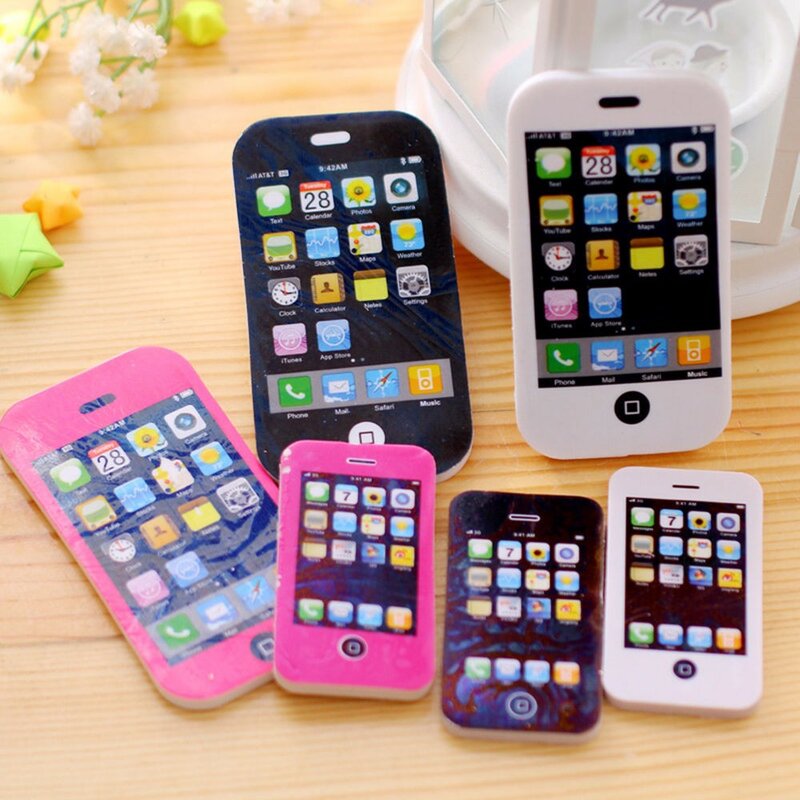 1 Pcs School Supplies Fancy iphone Shaped Pencil Eraser Creative Writing Correction Rubber Eraser For Student's Gift