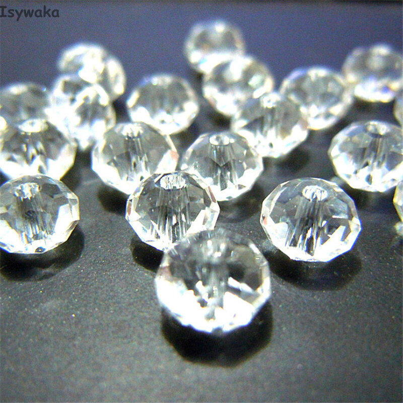 Isywaka cor transparente 4*6mm 50pcs rondelle ástia contas de vidro de cristal facetadas contas redondas espaçador solto para fazer jóias