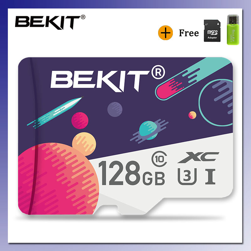 Bekit 100% 스마트폰 카메라용 오리지널 메모리 카드, TF/SD 카드, SDXC SDHC 클래스 10 플래시 드라이브, 128GB, 256GB, 32GB, 64GB, 16GB, 8GB