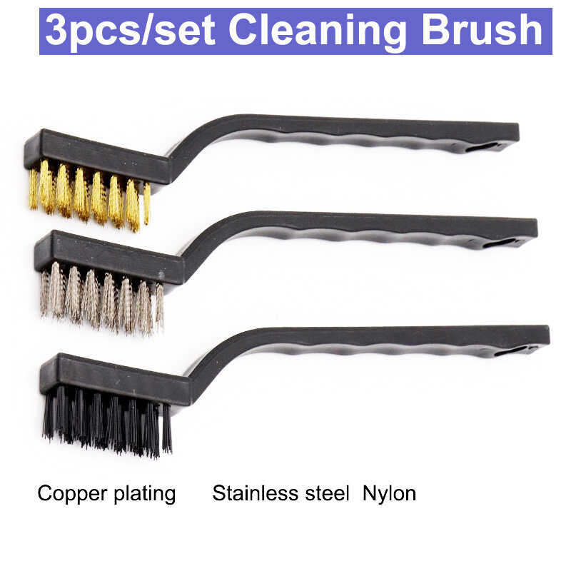 URANN 3Pcs Brass Brush Stainless Steel Nylon Brush Cleaning Polishing Brush Set Tool