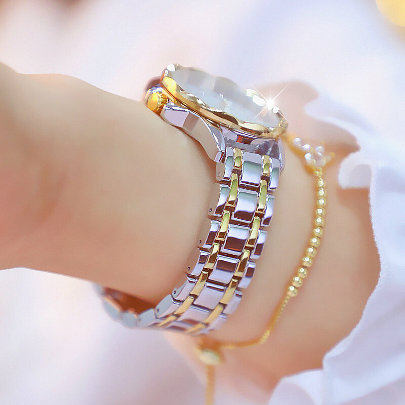Bs fashionwomen assista marca de luxo senhoras rosa ouro diamante vestido relógios mulher vestido relógio meninas presente relojes feminino