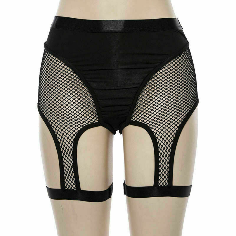 Ladies Spandex Mesh Black Shorts Women Summer Sexy High Waist Fishnet Booty Shorts Rave Festival Elastic Short Pants