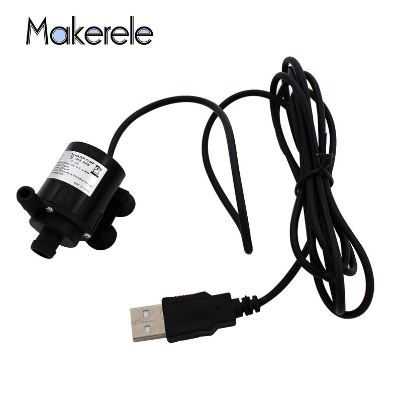 2 Buah Miniatur USB Pompa Air Tanpa Sikat Pompa Impeller Dapat Ditenggelamkan 6V Tekanan Rendah 120L/H Digunakan untuk Air Mancur Akuarium Bersirkulasi
