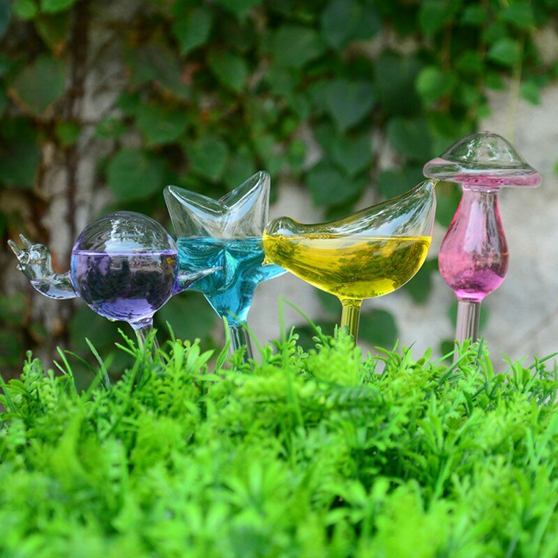 6 estilos de Casa/jardín de la Casa de la planta de auto-riego de cristal de aves regaderas flores planta decorativa de cristal de riego