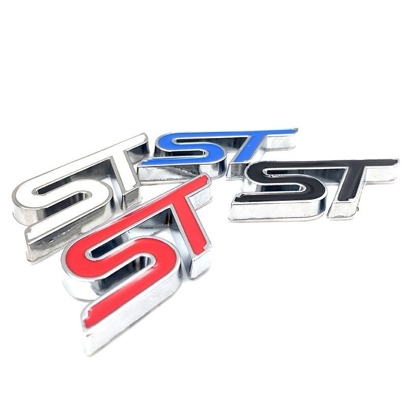 Nuevo Metal 3D Logo ST cromo reposición estilo coche emblema insignia de calcomanía Exterior 3D etiqueta engomada emblema para Ford Focus ST Mondeo