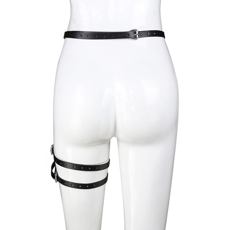 حزام رباط من جلد البولي يوريثان قابل للتعديل للنساء ، حزام ساق واحد للجسم
