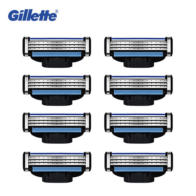 Genuino Gillette Mach 3 Cuchilla De Afeitar Afeitar Las Hojas de afeitar Para Los Hombres Marca Con 8 Cuchillas