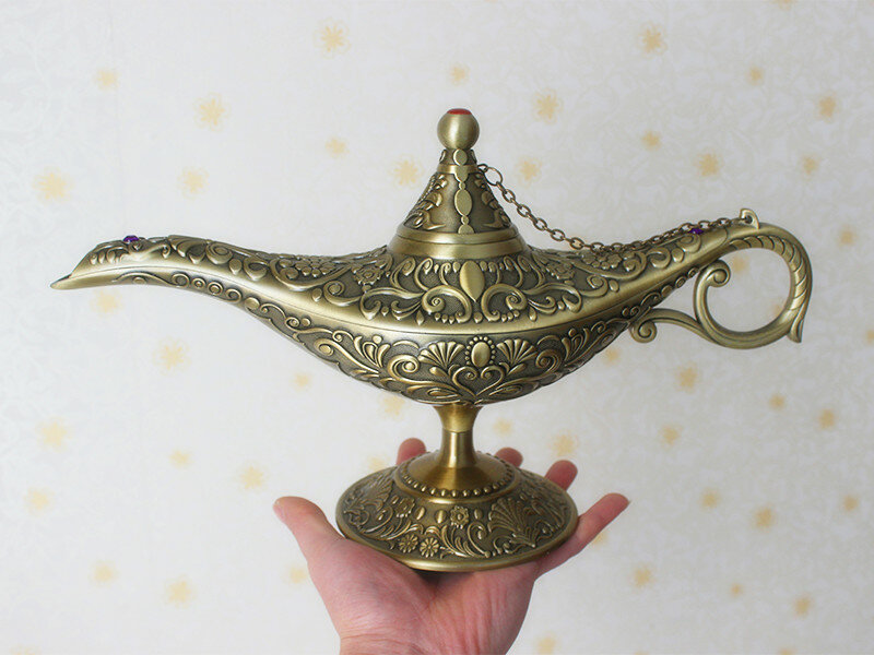 Gratis Verzending-Size XL Antieke Arts Craft Aladdin Lamp Vintage Interieur Sieraden Display Houder