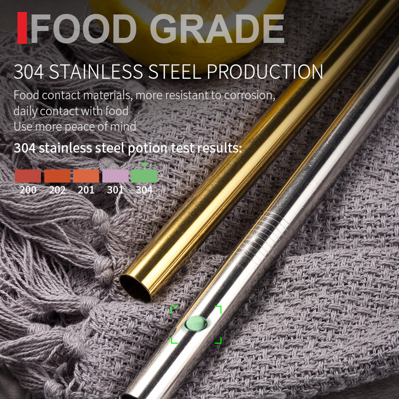 Cannuccia riutilizzabile cannuccia in metallo in acciaio inossidabile 304 di alta qualità con spazzola più pulita per tazze Bar accessorio per feste