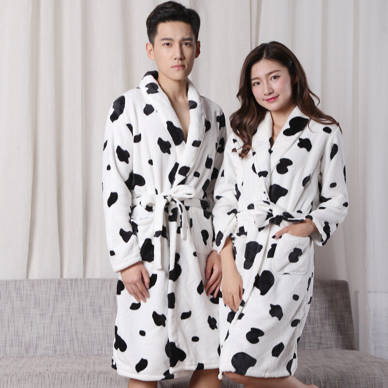 Moda inverno mini quimono dos homens robe outono senhora flanela banho vestido yukata camisola sleepwear pijamas um tamanho