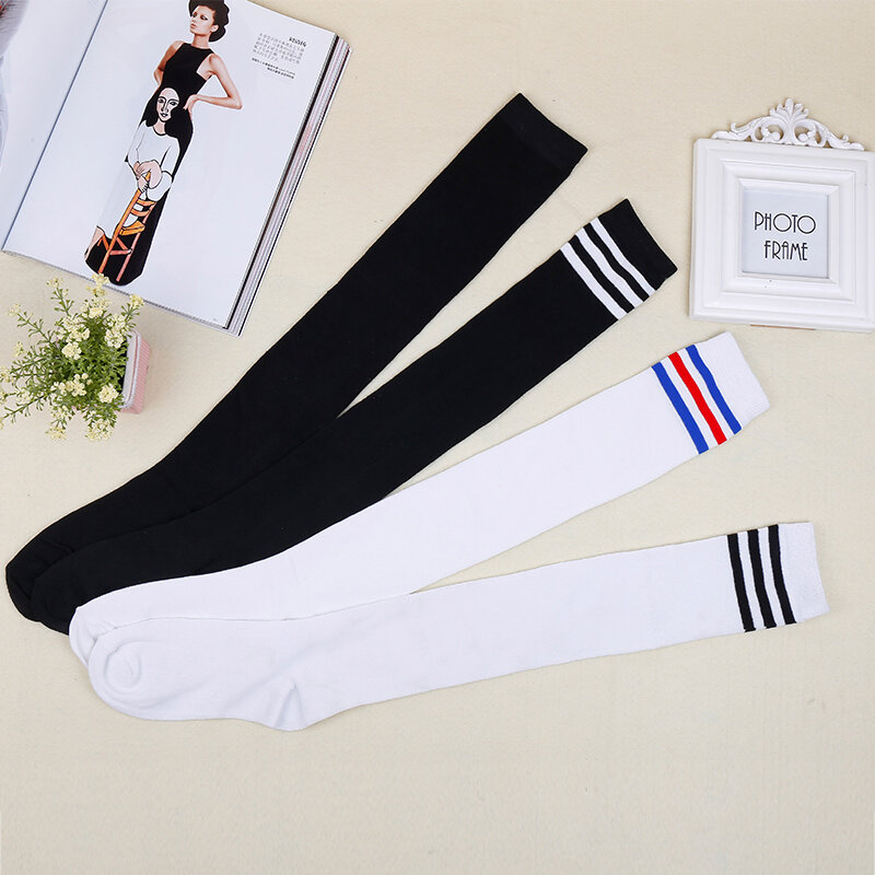 NEW 2021 Hot Knee High School Uniform Stockings For Girls Cotton School Socks Japanese Striped School Girl Stockings