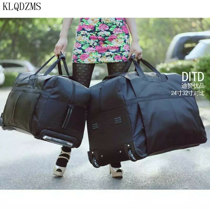 KLQDZMS  24/28/32inch Fashion Waterproof Oxford Luggage Bag Women&Men Rolling Luggage  Trolley Suitcase Travel Bags  With Wheels