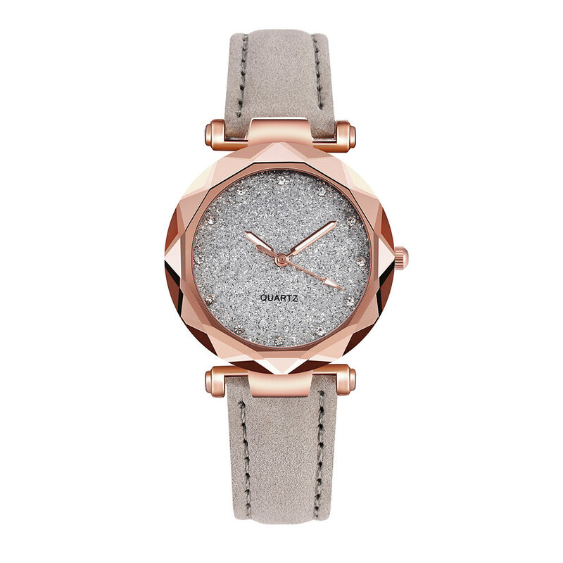 Reloj de pulsera informal para mujer, cronógrafo con diamantes de imitación de cuero, diseño Simple