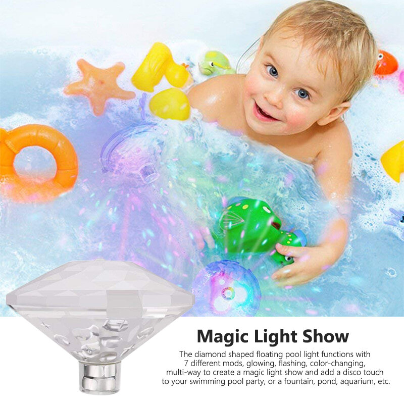 1 قطعة للماء led مذهلة العائمة تحت الماء LED ديسكو ضوء الوهج تظهر السباحة بركة الإستحمام سبا مصباح مع 7 طرق