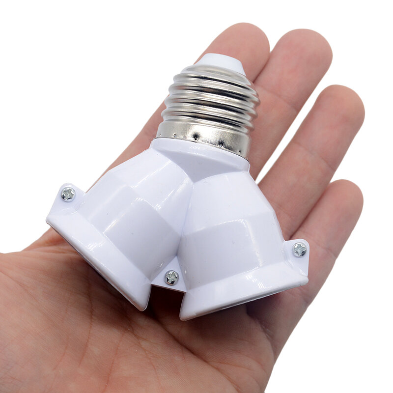1Pcs White Color Fireproof Material Converter Socket Conversion Light Bulb Base E27 To 2 E27 Lamp Holder Converter