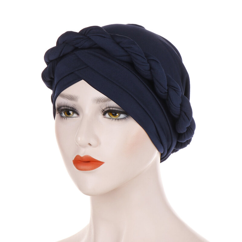 Turban en soie croisée pour femmes musulmanes, couvre-chef enveloppant la tête, accessoires pour la perte de cheveux, chapeau de chimio contre le Cancer, Hijab, collection 2019