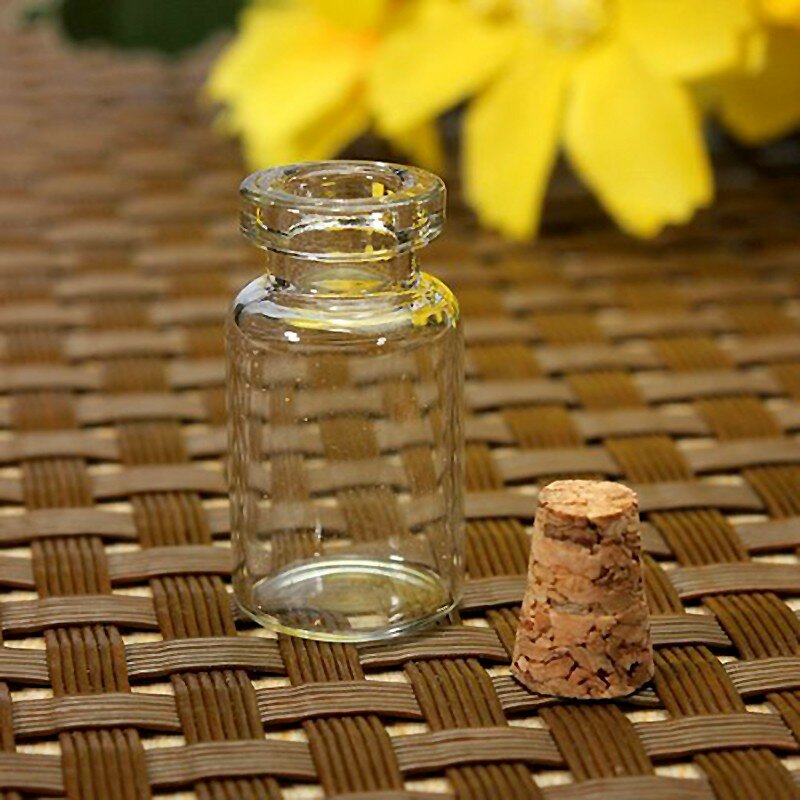 Petites bouteilles en verre avec bouchon en liège transparent, petits flacons, conteneurs, 24x12mm, Message, bijoux de mariage, 10 pièces