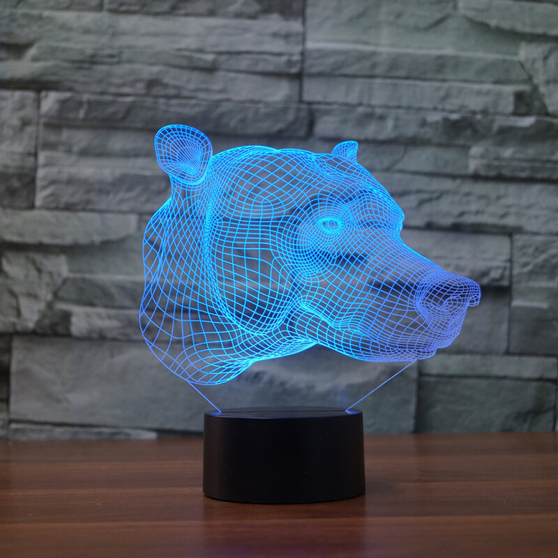 3D LED Night สัตว์ตกแต่งแสง7สีเปลี่ยนโคมไฟคริลิคสำหรับตกแต่งบ้านเด็กของขวัญของเล่น