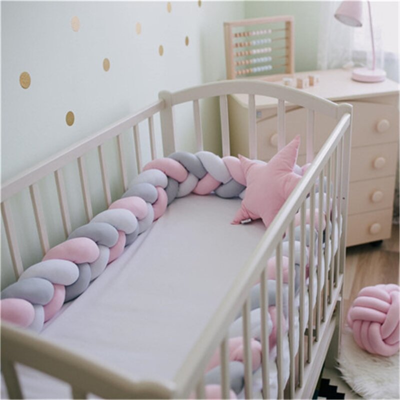 1M/2M/3M/4M łóżeczko dla dziecka zderzak węzeł długi ręcznie wiązane warkocz tkania pluszowe łóżeczko dziecięce Protector niemowlę poduszka z węzłem...