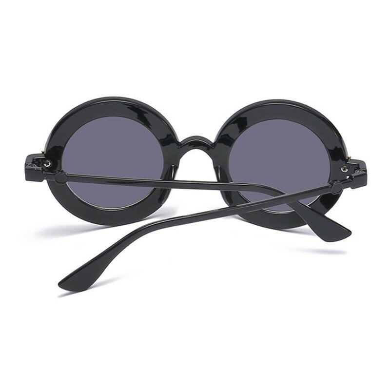 Óculos de sol retrô redondo feminino, óculos preto sexy de marca de designer em inglês com letras abelha e círculo na moda