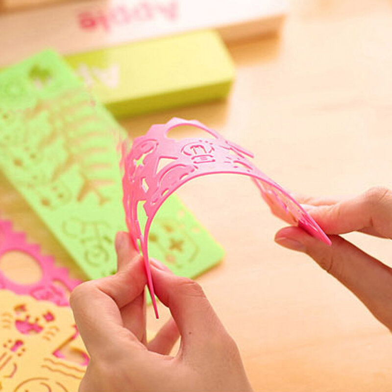 4 unids/set de reglas coreanas de Color caramelo, plantilla de dibujo, lindos símbolos gráficos de arte, reglas, juguetes para niños, suministros de papelería para regalo