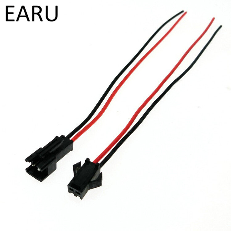 10 par czarny czerwony 15 cm długi JST SM 2Pin Jack męski na żeński z drutu kabel złącze Adapter do światła LED Online hurtownie Hot