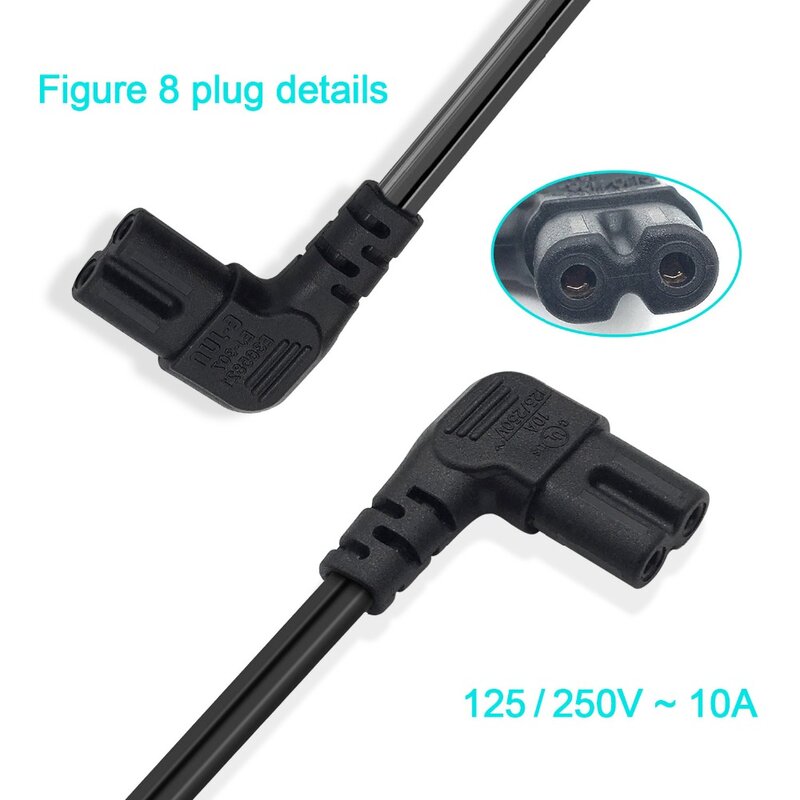 Cable de alimentación Universal para Monitor inteligente, conector NEMA 1-15P a IEC320 C7, figura 8, Cable de alimentación CA, 2 puntas, 6 pies