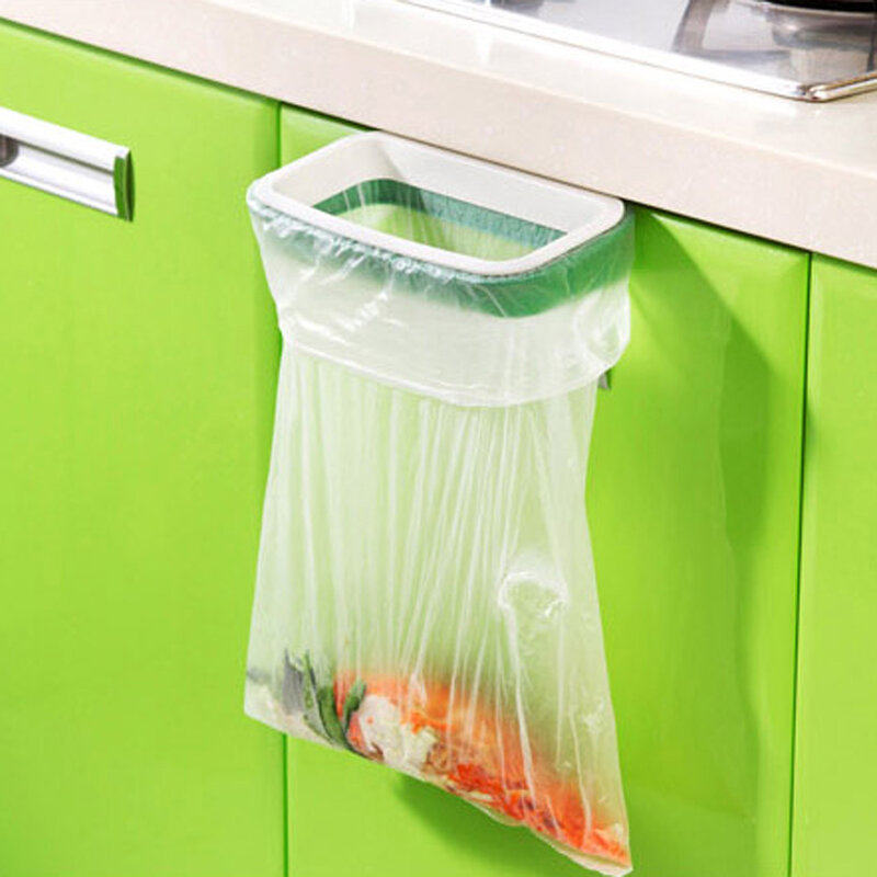 Porta do armário de Volta Pendurado Rack de Armazenamento De Lixo Saco de Lixo De Lixo Da Cozinha Pode Titular Pendurado Armário de Cozinha Rack de Lixo lixeira