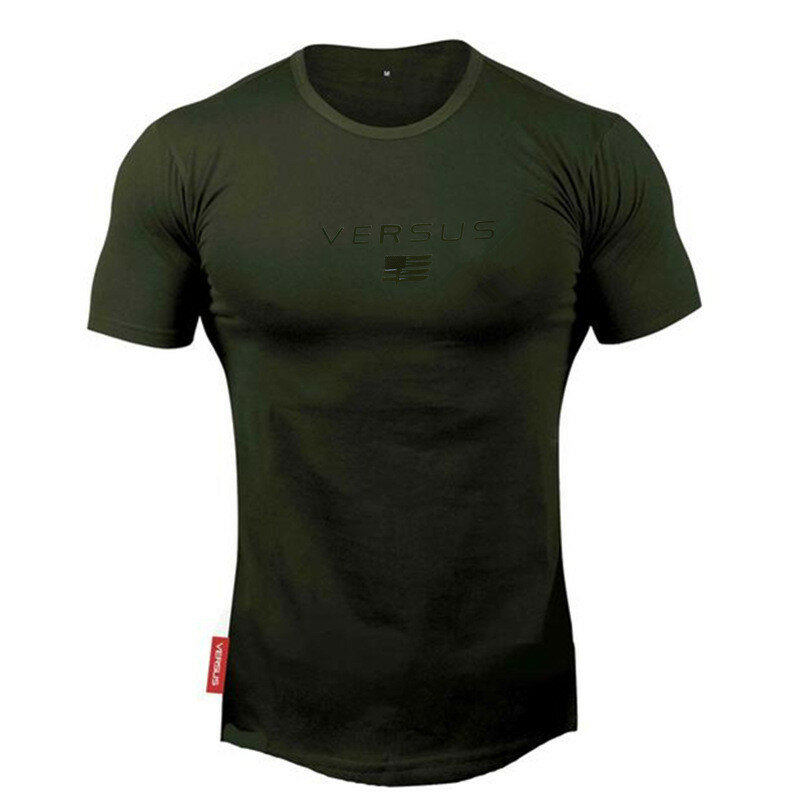 Camiseta de gimnasio para hombre, ajustadas para culturismo y Fitness camisas de algodón, camisetas informales de manga corta ejercicio, novedad de 2021