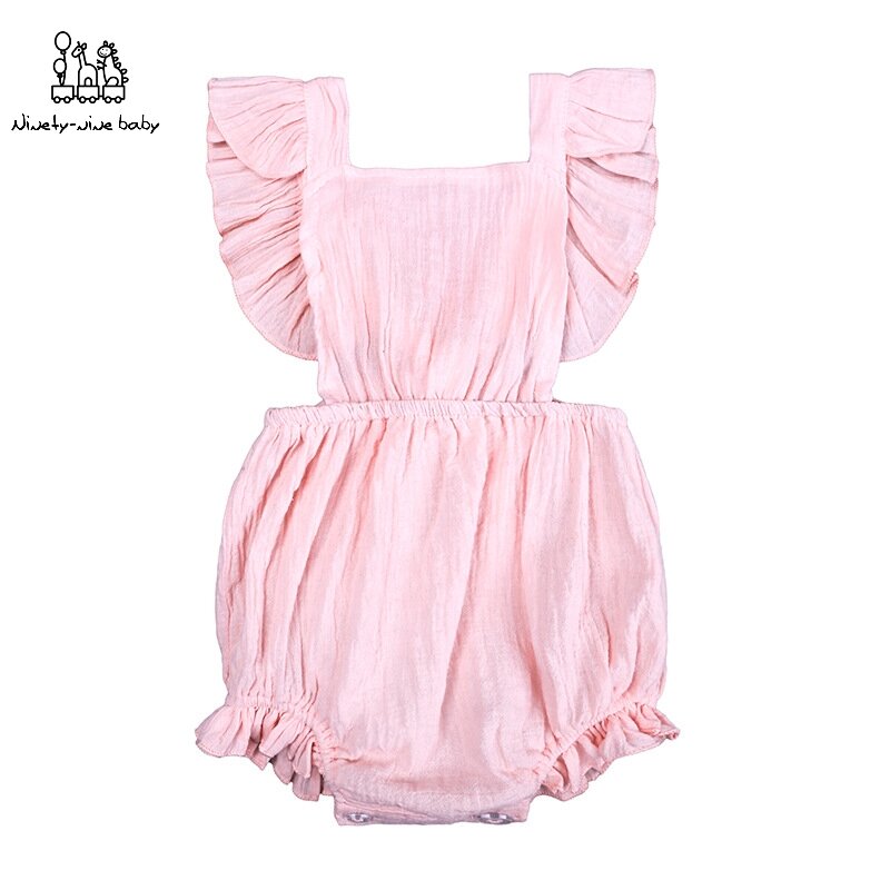 3 kolor Cute Baby Girl wzburzyć jednolity kolor Romper kombinezon stroje dla noworodka ubrania dla dzieci Sunsuit Kid odzież