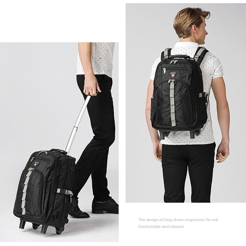 Aoking Men's Trolley Backpack Luggage Large Capacity Travel Trolley Bags Waterproof Simple Design Carry-ons Backpack Bags