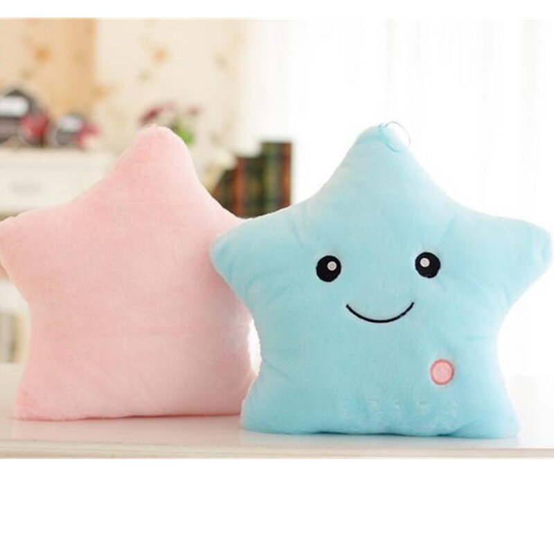 34CM Creative Toy Luminous Pillow Soft Stuffed Plush Glowing Colorful Stars Cushion Led Light Toys Gift For Kids Children Girls