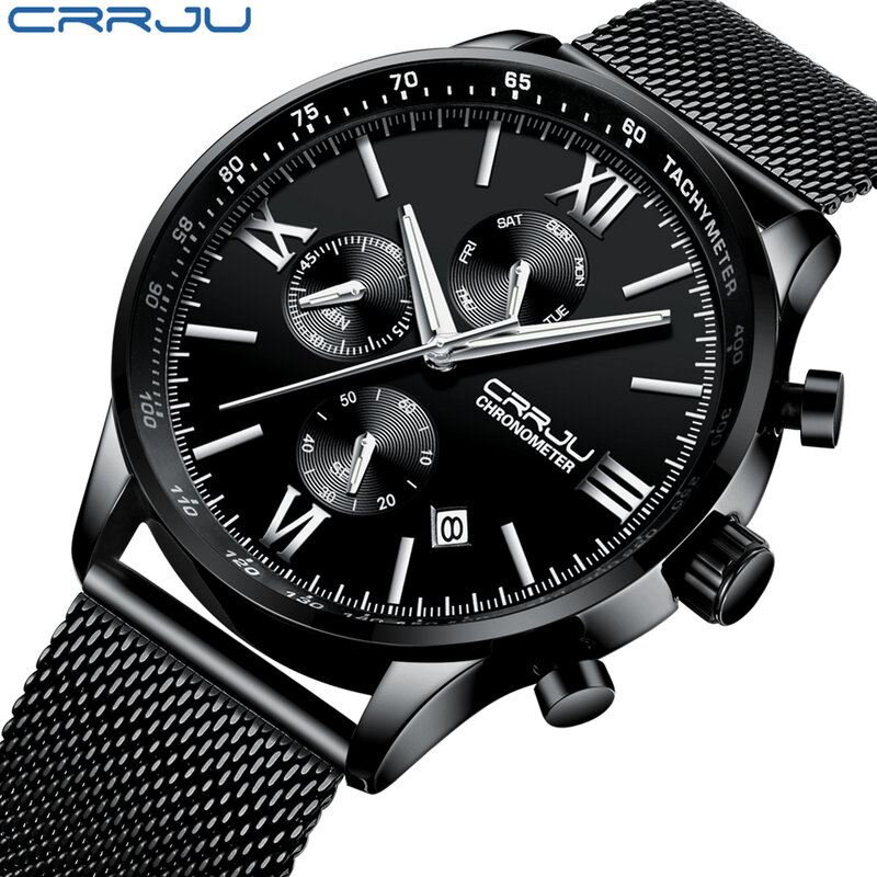 CRRJU – montre-bracelet en cuir pour hommes et femmes, Design Unique, Top marque, Quartz, créative, décontracté, business, sport