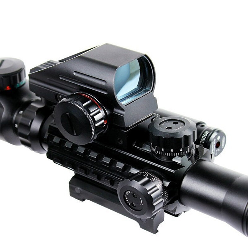 Tactical Red Dot Sight Scope 4-12X50 EG Fibra Holographic Visão Riflescope Militar Caça Tiro Gun Scope Para 20mm Ferroviário