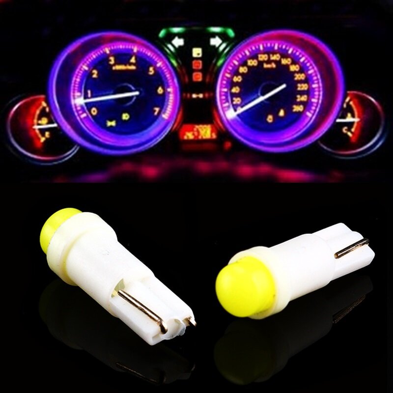 10 sztuk T5 W1.2W W3W 509T LED do wnętrza samochodu światła Auto Wedge Gauge Dashboard przyrząd pomiarowy lampa żarówka biały niebieski czerwony zielony żółty