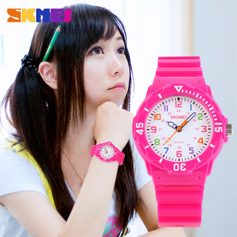 SKMEI Fashion Casual Children Watches 50M Waterproof Children Kids Girls Boys Students Quartz Wristwatches Party Gift Clock